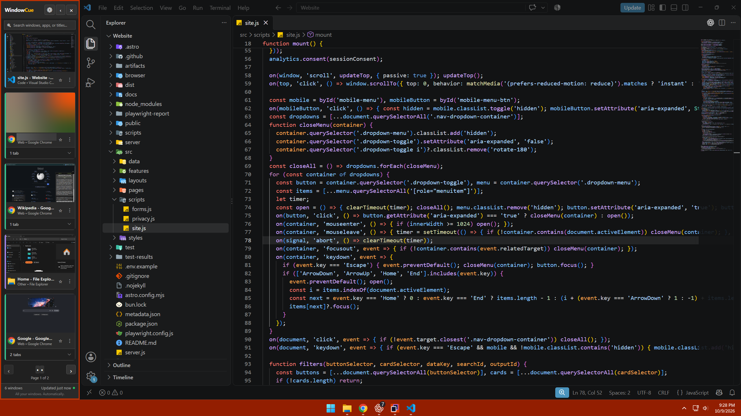Earlier WindowCue 1.0.9 release: visual window tiles beside a Windows desktop, with private preview details blurred.